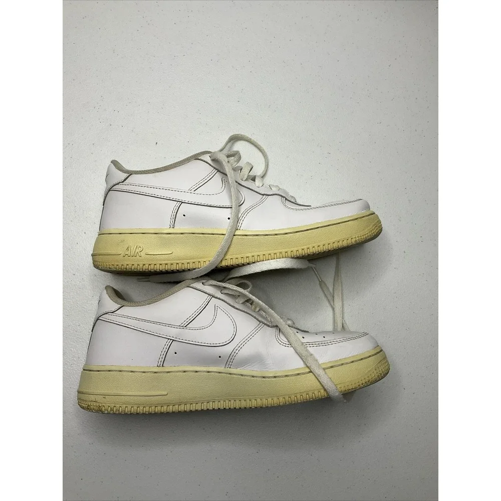 Nike Air Force 1 Low White Leather Sneakers AF1 314192-117‎ GS Youth Sz 7